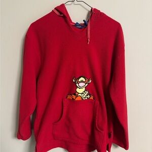 Vintage Disney Winnie the POOH Tigger Fleece Pullover Sweatshirt Size Large Red